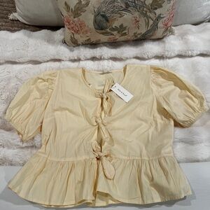 Yellow Tie-Front Blouse